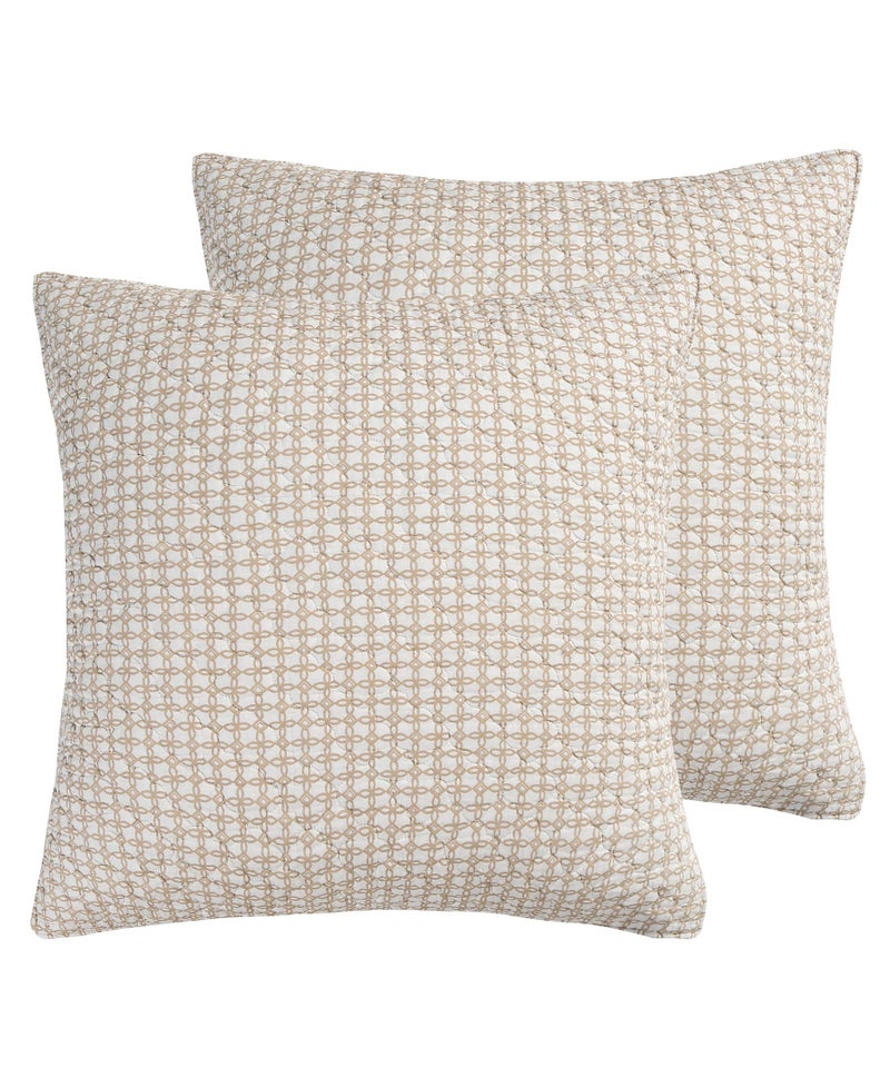 Levtex Home - Angelica - Euro Sham Set of Two - (26x26in.), No Insert -Sophisticated Lattice Pattern - Taupe - Image 1